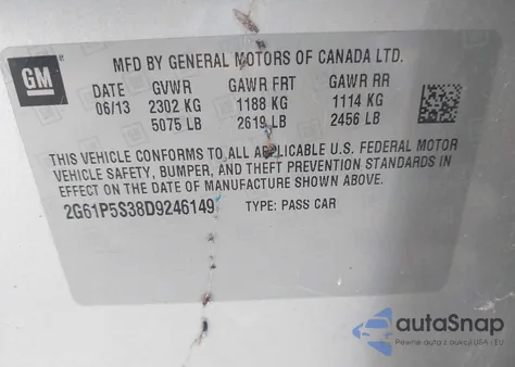 2013 Cadillac Xts Luxury Collection from USA, damaged, VIN 2G61P5S38D9246149